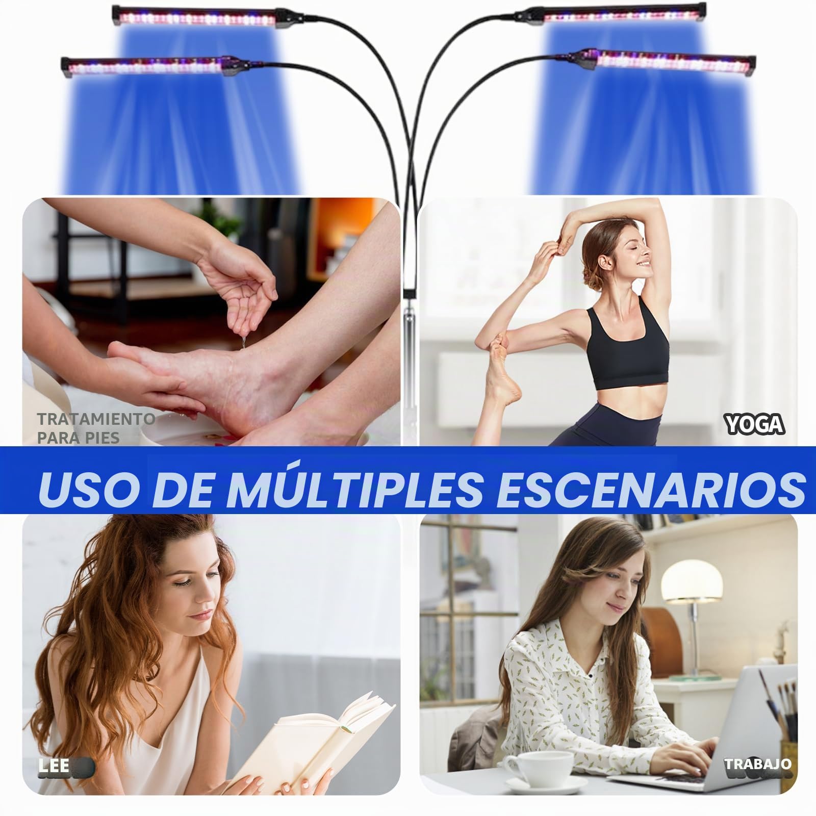 Solarium 60W 460NM 490NM Luz Azul Bronceadora Doble Soporte 432 LEDes Cuerpo Cara