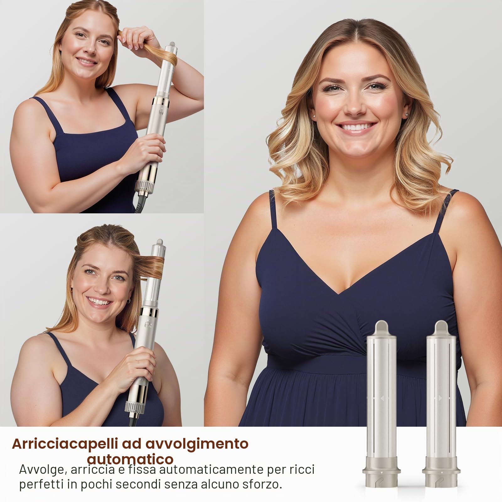 MESCOMB Hair Styler 5 in 1 & Spazzola Asciugacapelli, Asciugatura Rapida, Arricciacapelli Automatico, Crea Ricci, Volume e Lisciatura, Nessun Danno Termico con Ricci per Fare Regali