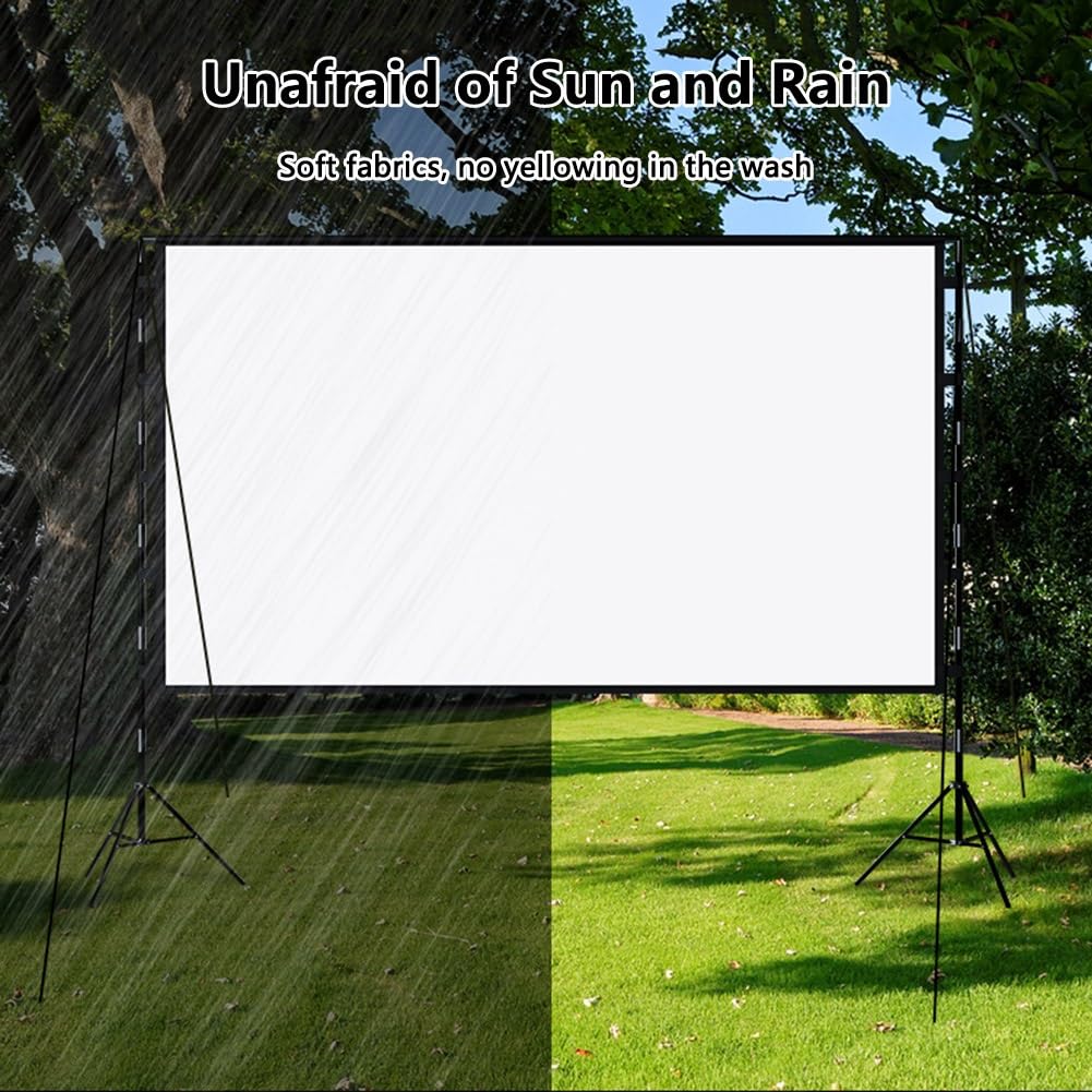 Schermo di Proiezione Pieghevole per Esterni 4K Ultra HD, Schermo di Proiezione Mobile da 84/100/120 Pollici con Supporto per Campeggio, Feste(84"(16:9))