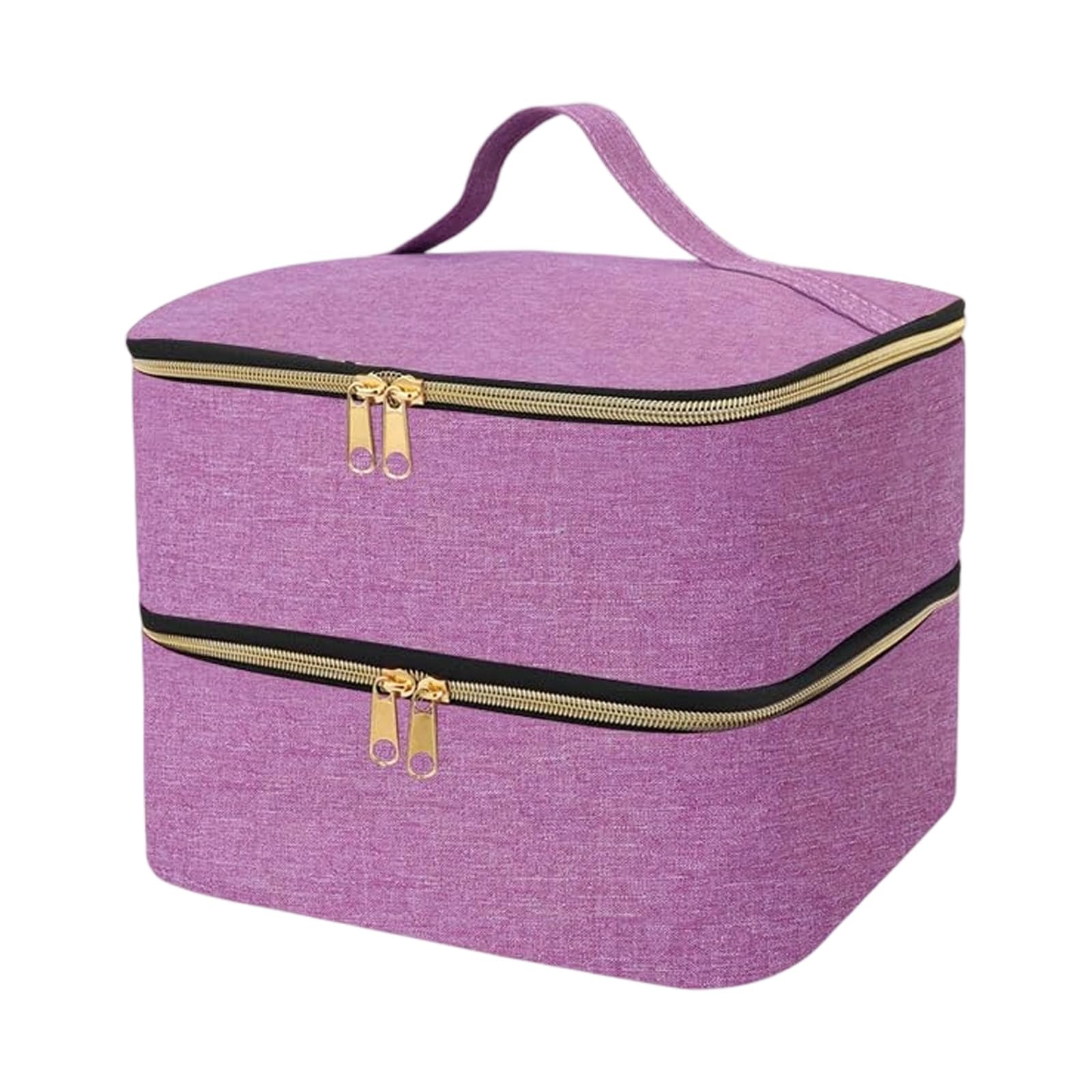 Buxuaaaa Purple Professional Manicure Set Storage Case Portable For Polish Bottles Lamp Tool Double Compartment Protective Organizers Nails Polish Organizers With Double Layer