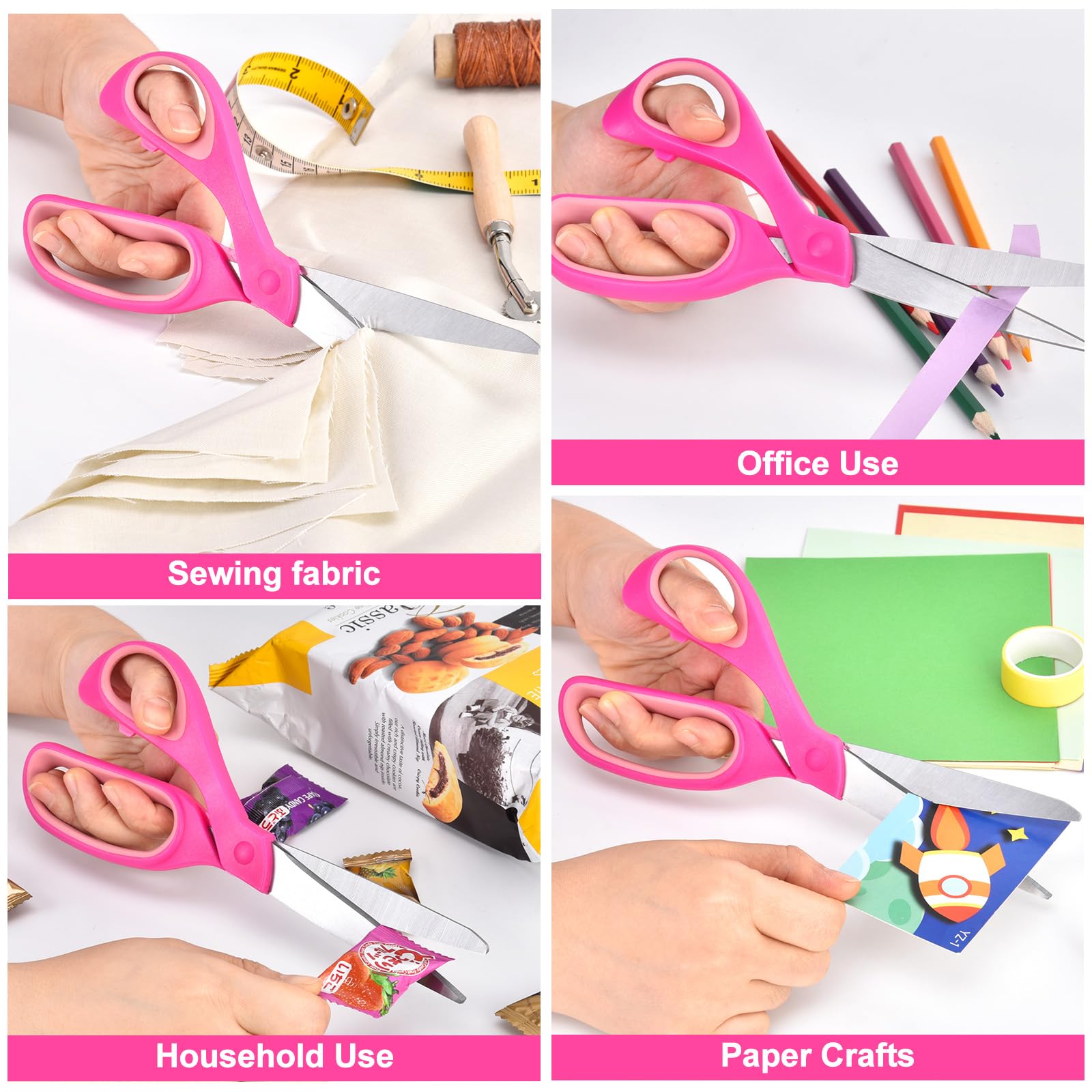 Zicolu - Juego de 2 tijeras para zurdos para adolescentes zurdos para mayores de 15 años, tijeras zurdos para artes y manualidades, oficina, tela de costura, suministros de regreso a la escuela, color
