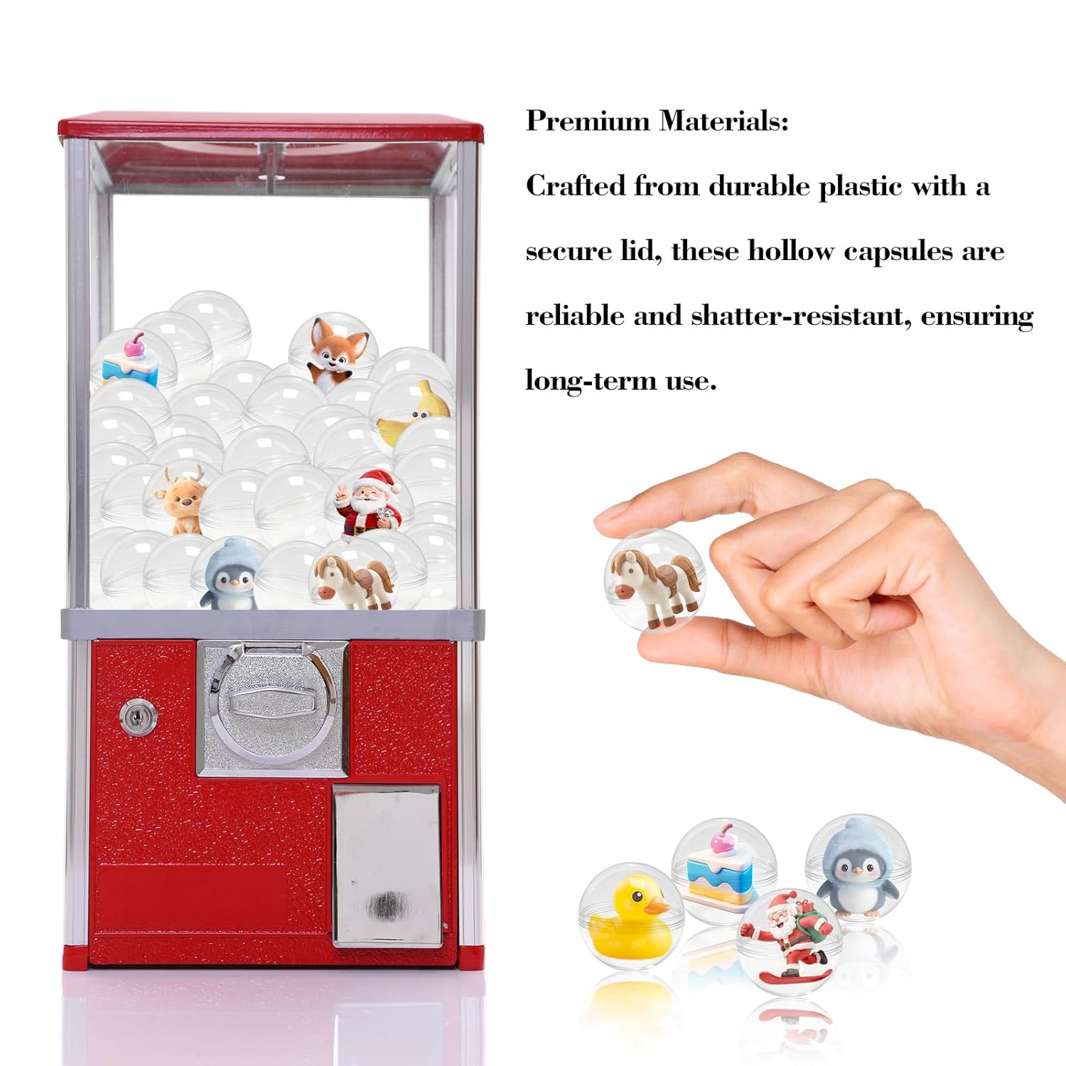 250 Pcs Gumball Vending Machine Capsules,Empty Round Capsules Clear Plastic Small Toy Containers Capsule Fillable Balls for Birthday Gifts DIY Craft Supplies Prizes Party Favors(1.1 Inch)