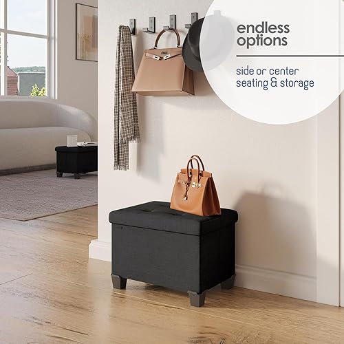 Miniatura 465 de Otomana plegable para dormitorio o sala de estar, con contenedores de almacenamiento, reposapiés para el extremo de la cama, soporta hasta 660 lb,