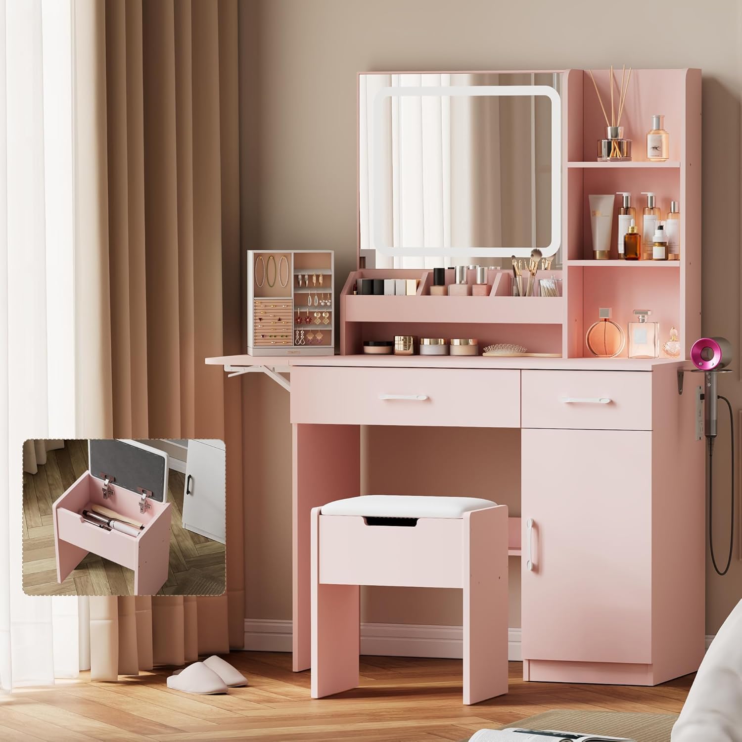 Amazon｜Dowinx ドレッサー コンパクト 2点セット コンセント付き 3色