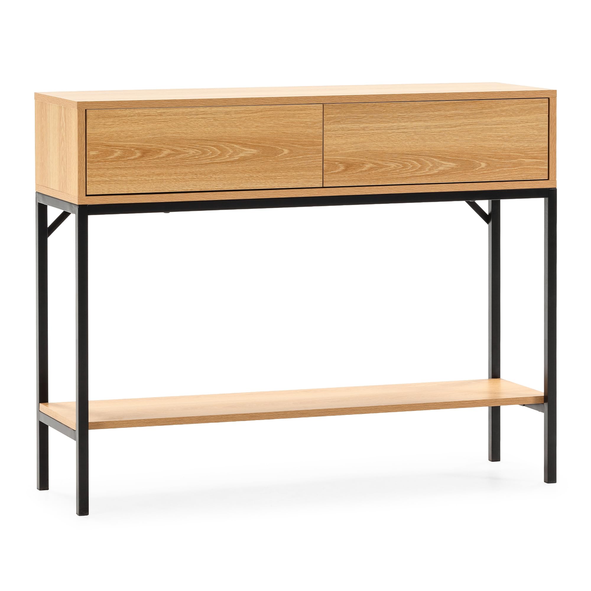 HOMN LIVING Consolle da ingresso Auri con 2 cassetti, colore rovere, 100 cm (larghezza) 30 cm (profondità) 80 cm (altezza)