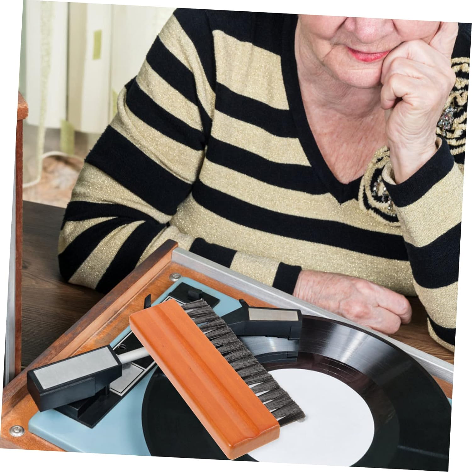 Angoily Pcs Vinyl Record Care Kit Cleaning Brush Vinyl Record Cleaner Wood Handle