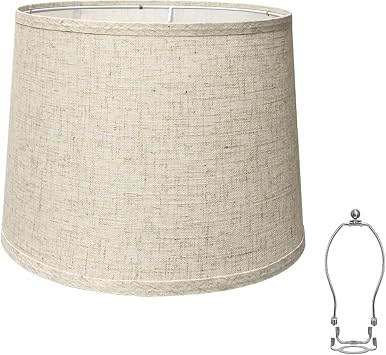 Lamp Shade, Beige Drum Lampshades for Table & Floor Lamps, Natural Linen Hand Crafted Replacement Lamp Shades with Harp Holders, 13" Top x 13" Bottom x 10" High Beige-1PACK