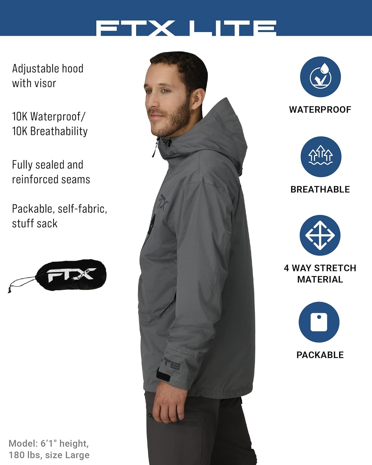 FROGG TOGGS mens Ftx Lite Wading Jacket – Waterproof, Breathable, Fishing Jacket - Image 2