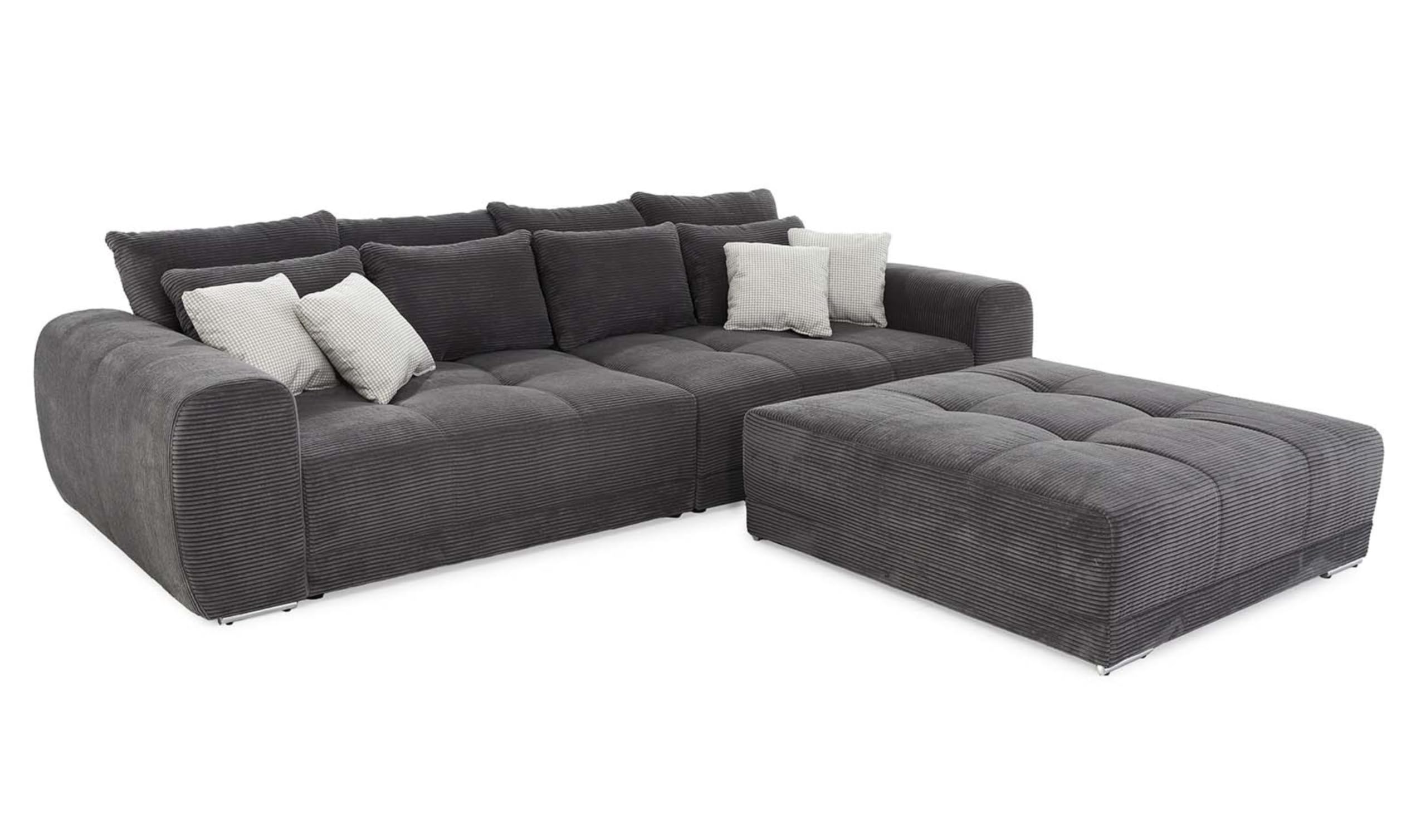 luma-Home 15171/ Big-Sofa XXL Lounge Couch, Cord-Bezug Dunkelgrau