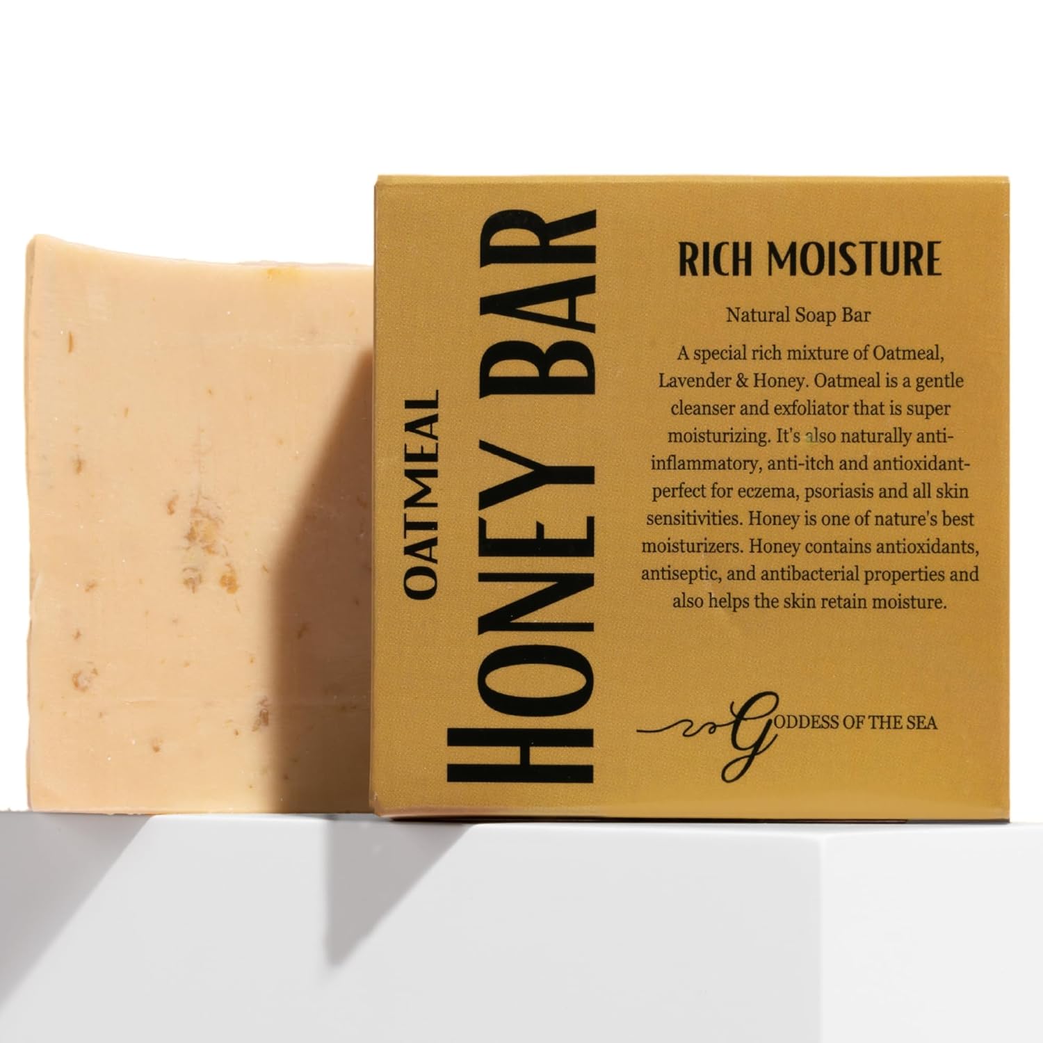 Oatmeal & Honey Bar – Natural Soap for Eczema, Dry & Sensitive Skin | Moisturizing & Soothing Relief | Handmade with Organic Oats, Honey & Shea Butter | Gentle & Vegan (1)