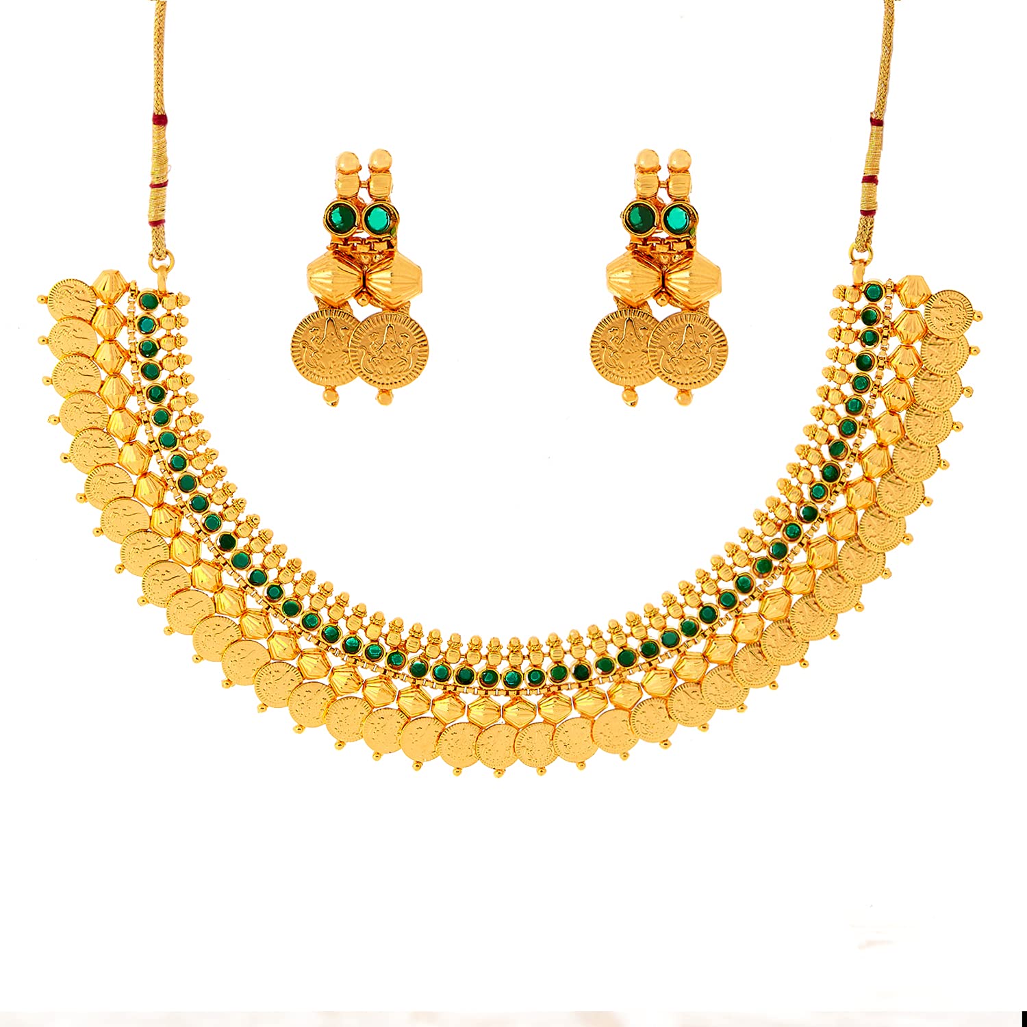 KENNICE Gold-Plated Traditional Green Temple Coin Necklace With Earrings Jewellery Set For Women & Girls (B09CV4QZYR) Amazon Price History, Amazon Price Tracker