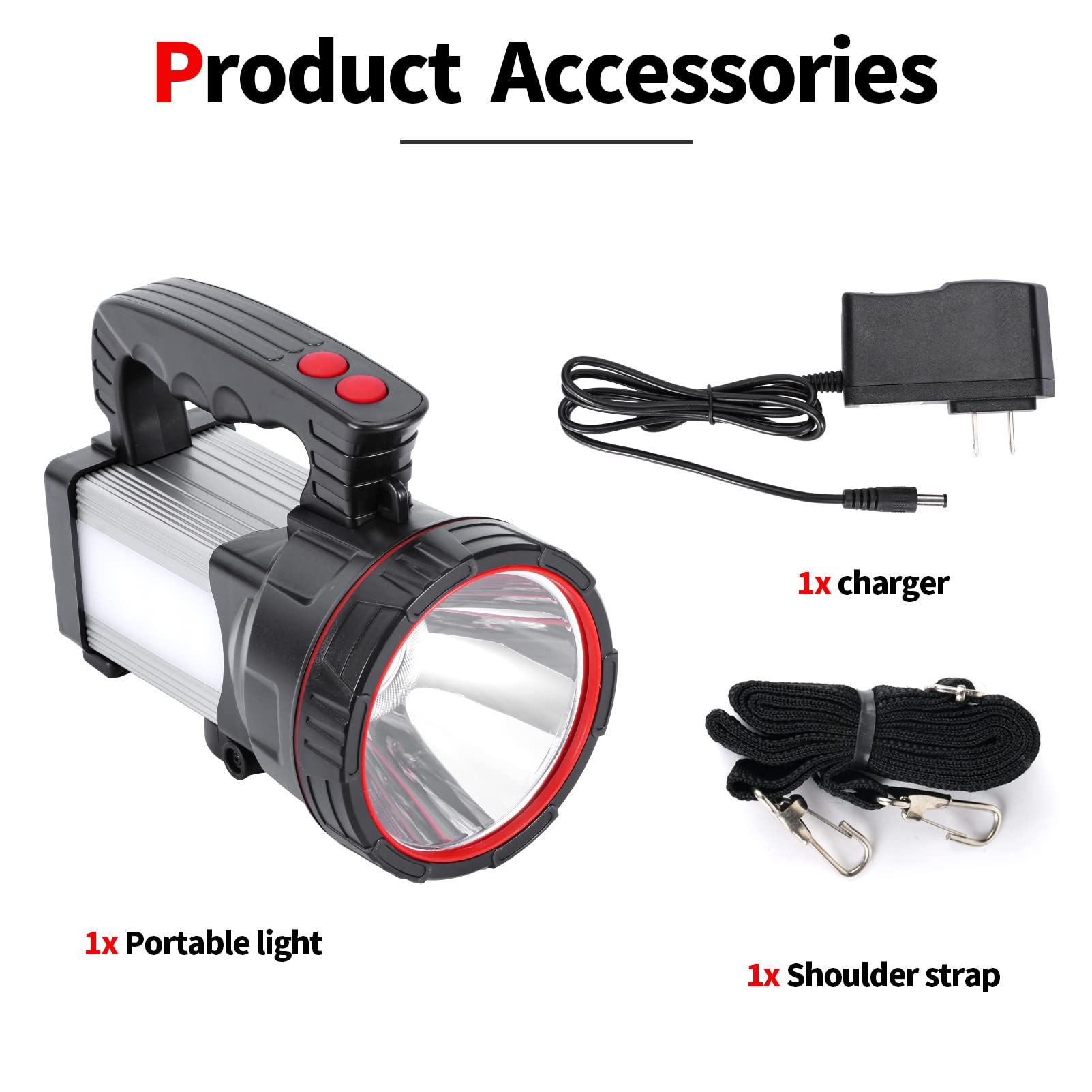 Lampe torche LED tactique étanche rechargeable haute puissance avec lumière latérale chargeur USB (lumière blanche)