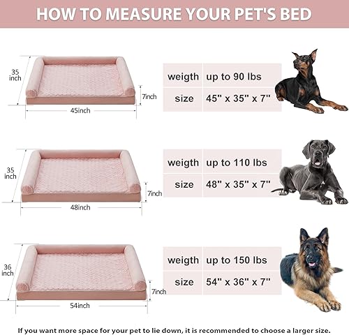 Vista 20 de BFPETHOME - Camas ortopédicas para perros grandes, cama para perros medianos y grandes, sofá impermeable para mascotas con funda extraíble y lavable