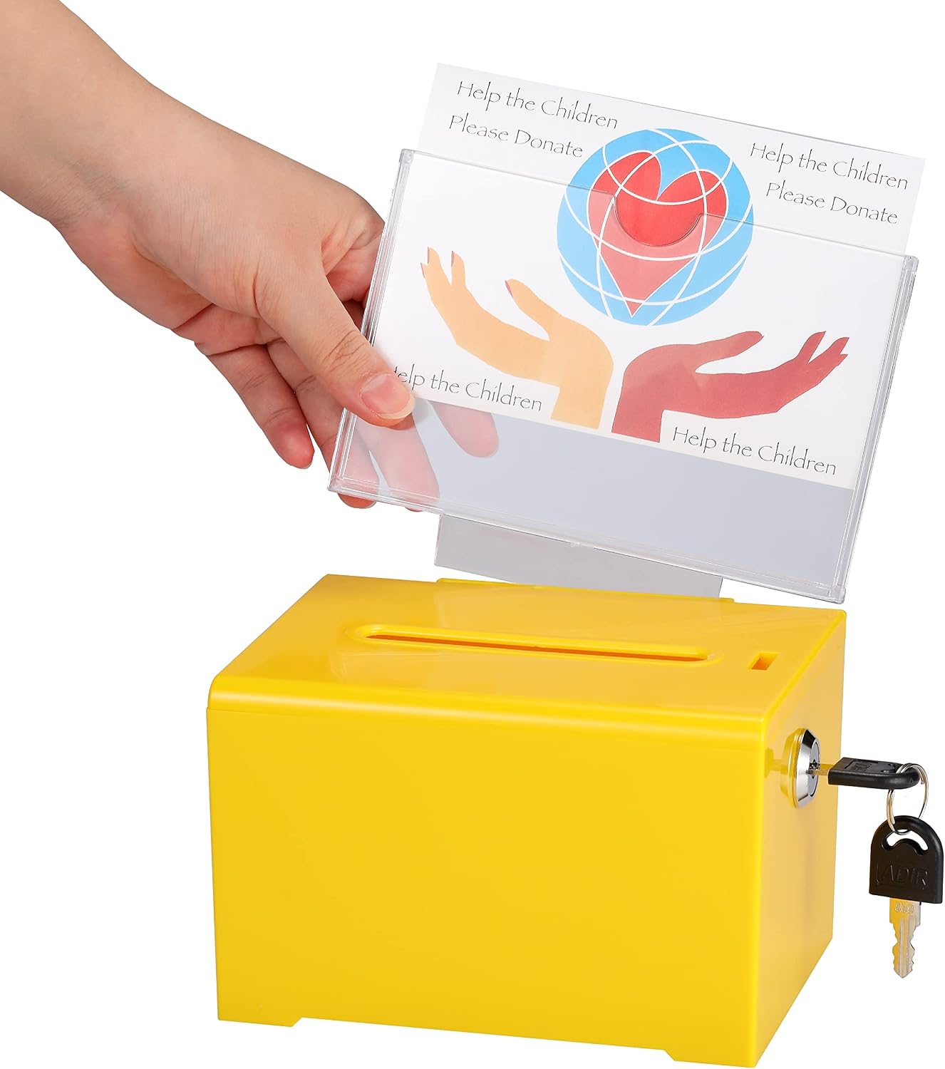 Adir Acrylic Donation Boxes with Sign Holder (6.25x4.5x4 In, Green), & Adir Acrylic Donation Boxes with Sign Holder (6.25x4.5x4 In, Yellow) Bundle image 3