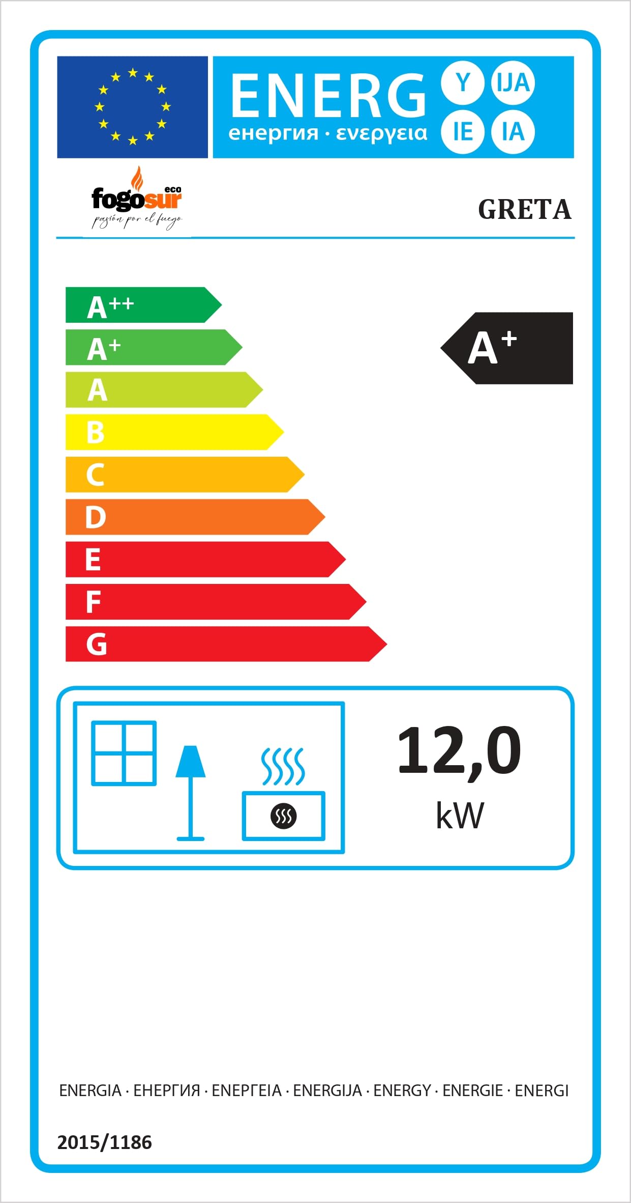 MF - Estufa de Leña Greta de 12 kW en Acero con Cámara de Vermiculita y Cristal Cerámico Limpio – Combustión Eficiente y Bajas Emisiones