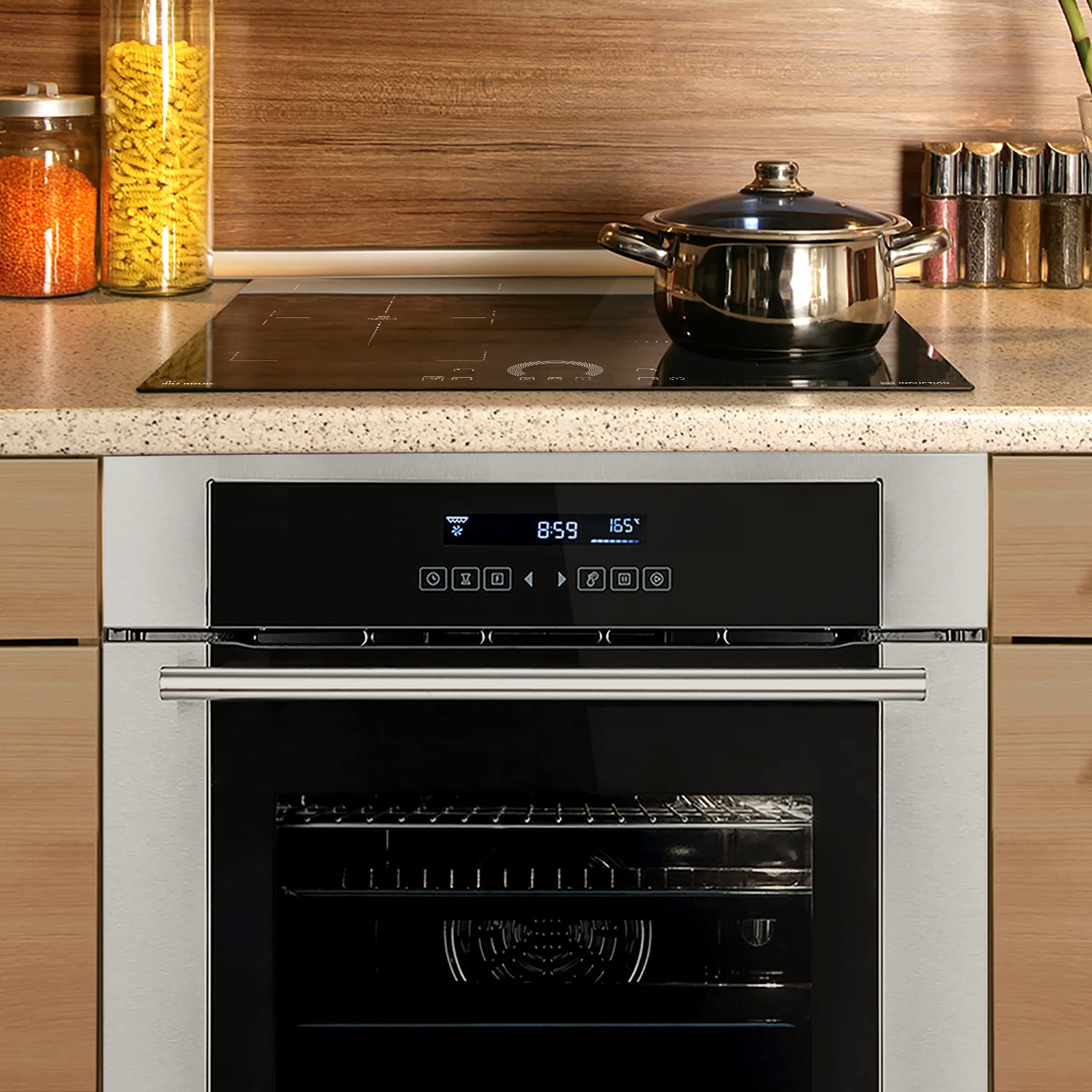 KKT KOLBE Autarkes Herdset 60cm Einbaubackofen EB8015ED 59cm Induktionskochfeld IH85901FZ Grill Heißluft Teleskopauszüge