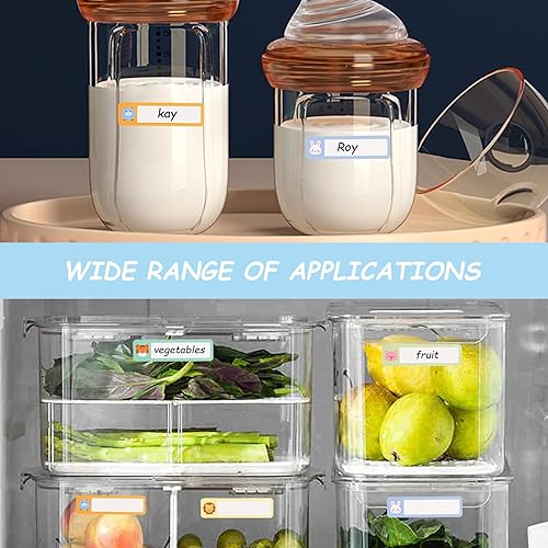 Miniatura 6 de 10 hojas de etiquetas para biberones, 80 calcomanías impermeables para biberones, etiquetas autoadhesivas para botellas de niños, para guardería,