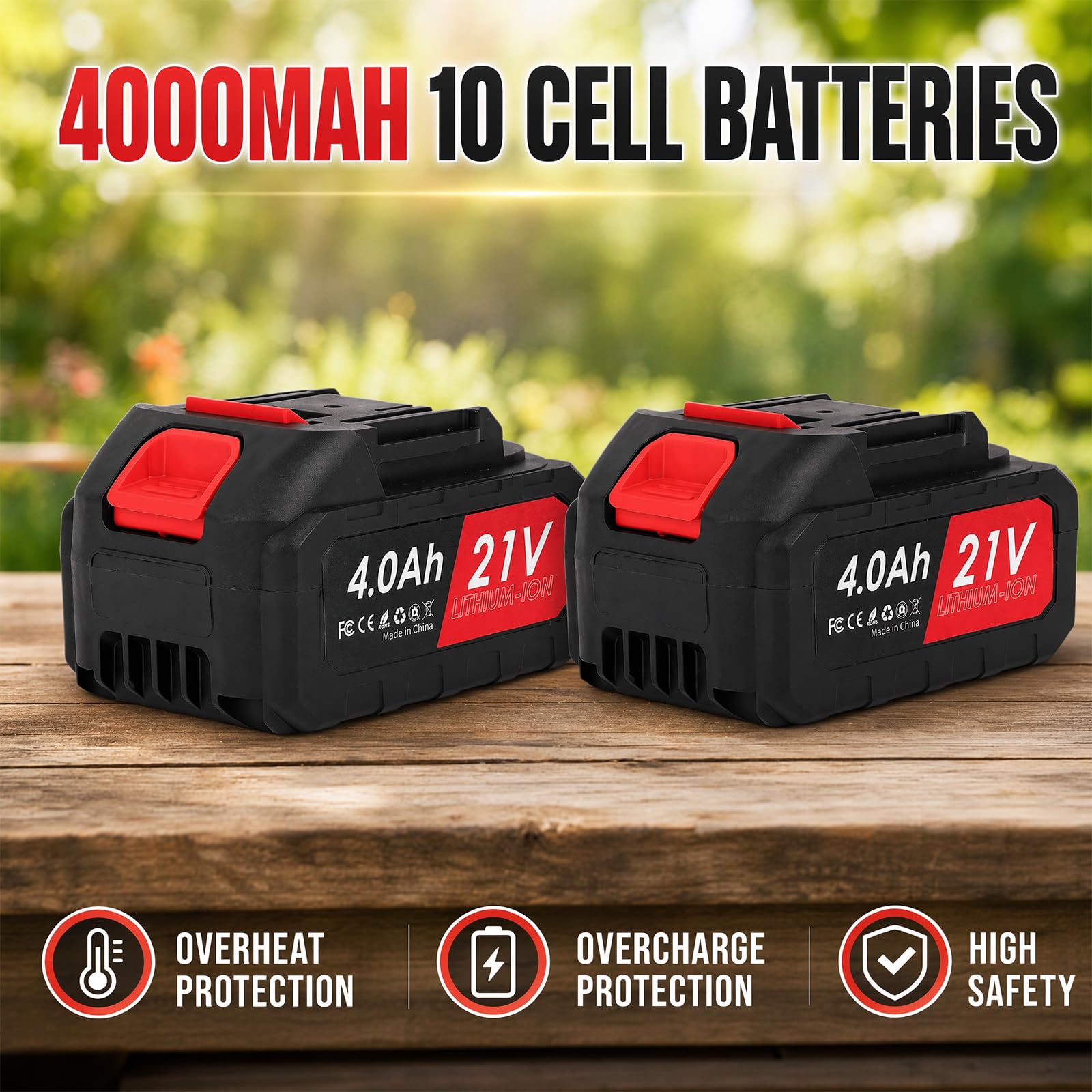 Soffiatore a Batteria 21V,con 2×4.0Ah Batterie