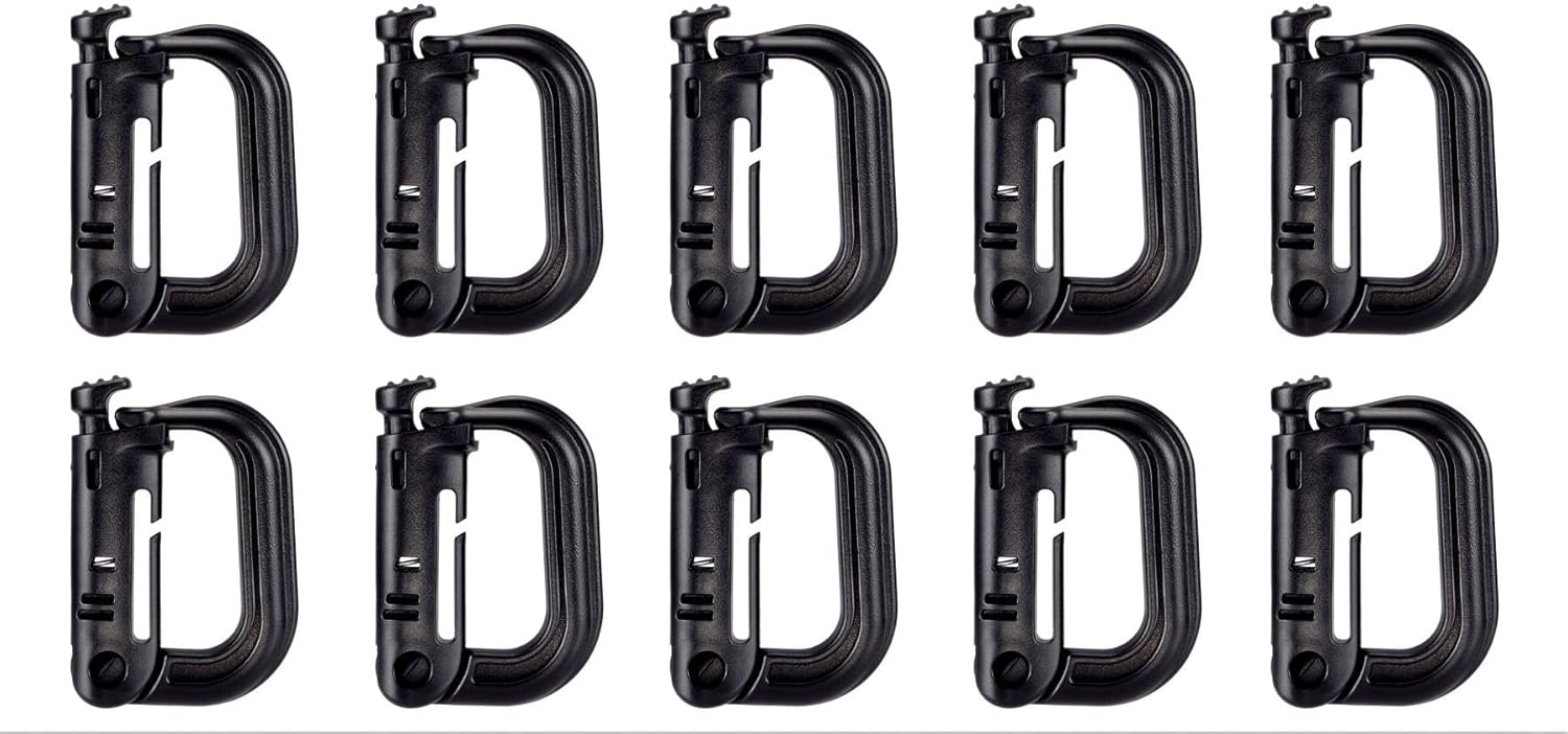 BOOSTEADY 10 Pack Multipurpose D-Ring Grimlock Locking for Molle Webbing with Zippered Pouch