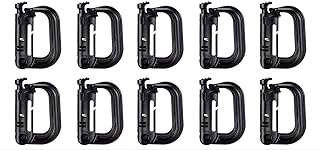BOOSTEADY 10 Pack Multipurpose D-Ring Grimlock Locking for Molle Webbing with Zippered Pouch - BOOSTEADY