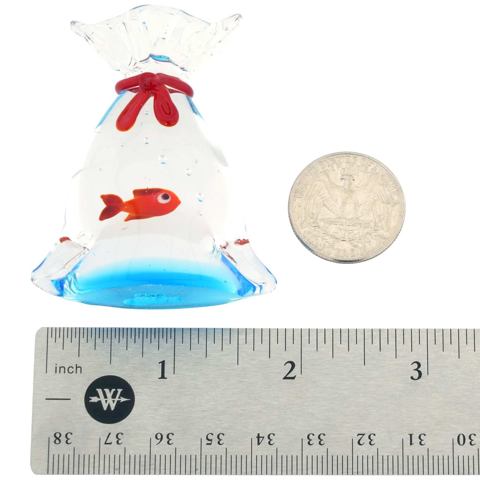 Bolsa de acuario de cristal de Murano con peces tropicales - 2,5 pulgadas