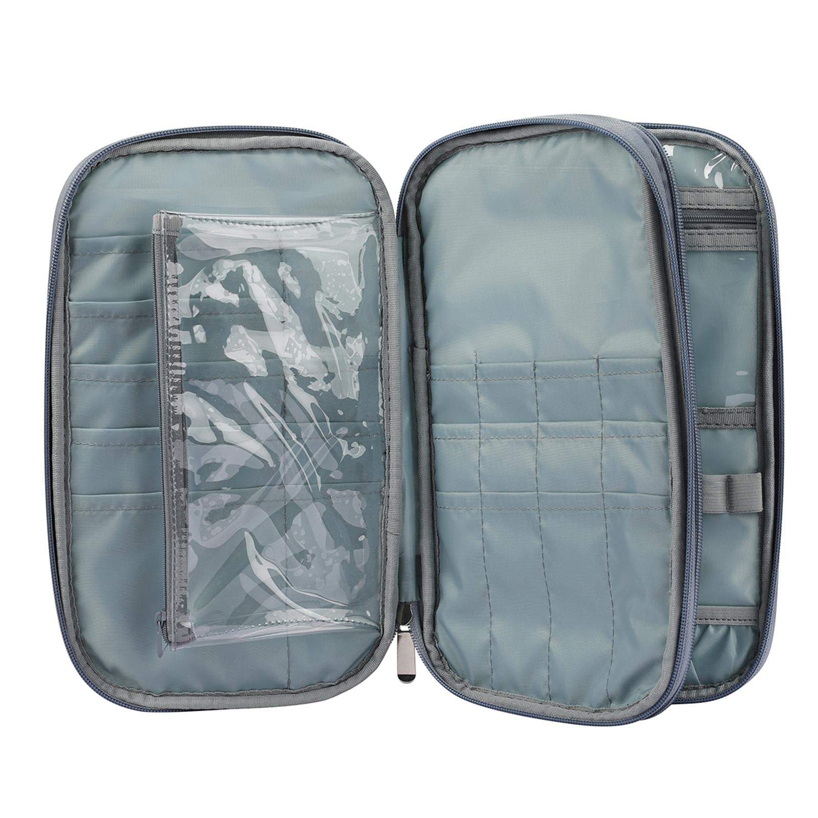 Juego de 3 fundas largas para agujas de tejer, bolsa de almacenamiento Oxford, hojas grises, hojas grises