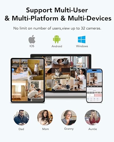 Miniatura 8 de Cámara interior de 2.45GHz, cámaras inalámbricas de 4 MP para seguridad del hogar, cámara WiFi para mascotas, cámara de niñera con sonido de 2 vías,