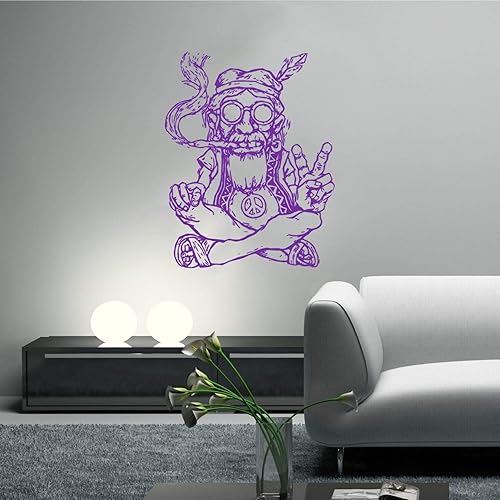 Miniatura 4 de Adhesivos de pared, diseño hippie con gafas, vinilo para fumar, marihuana, símbolo de paz, étnico, decoración de habitaciones,