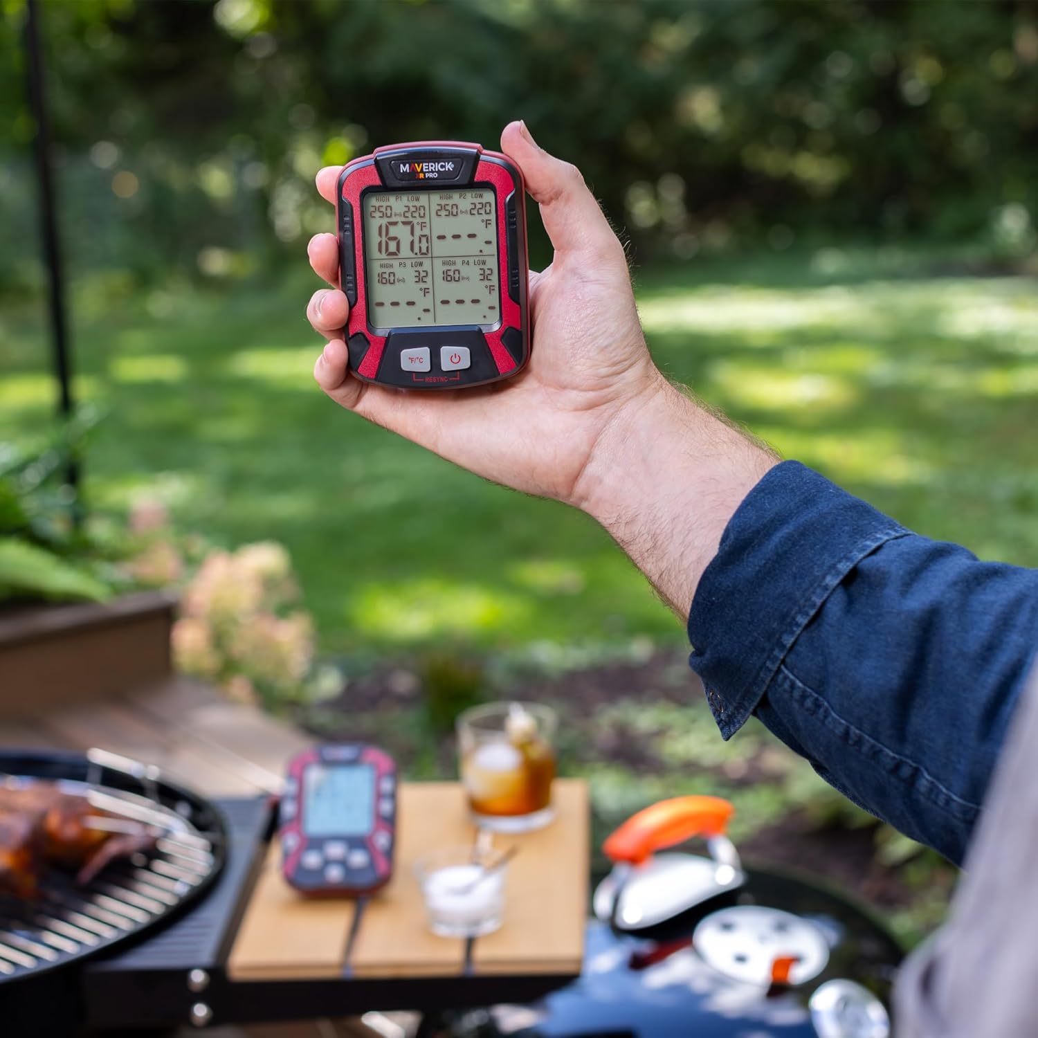 Maverick XR-50 Extended Range 4-Probe Wireless Meat Thermometer for Smoker & Grill, 1000ft Remote Digital BBQ Thermometer with Waterproof Probes, Alarms & Backlit LCD