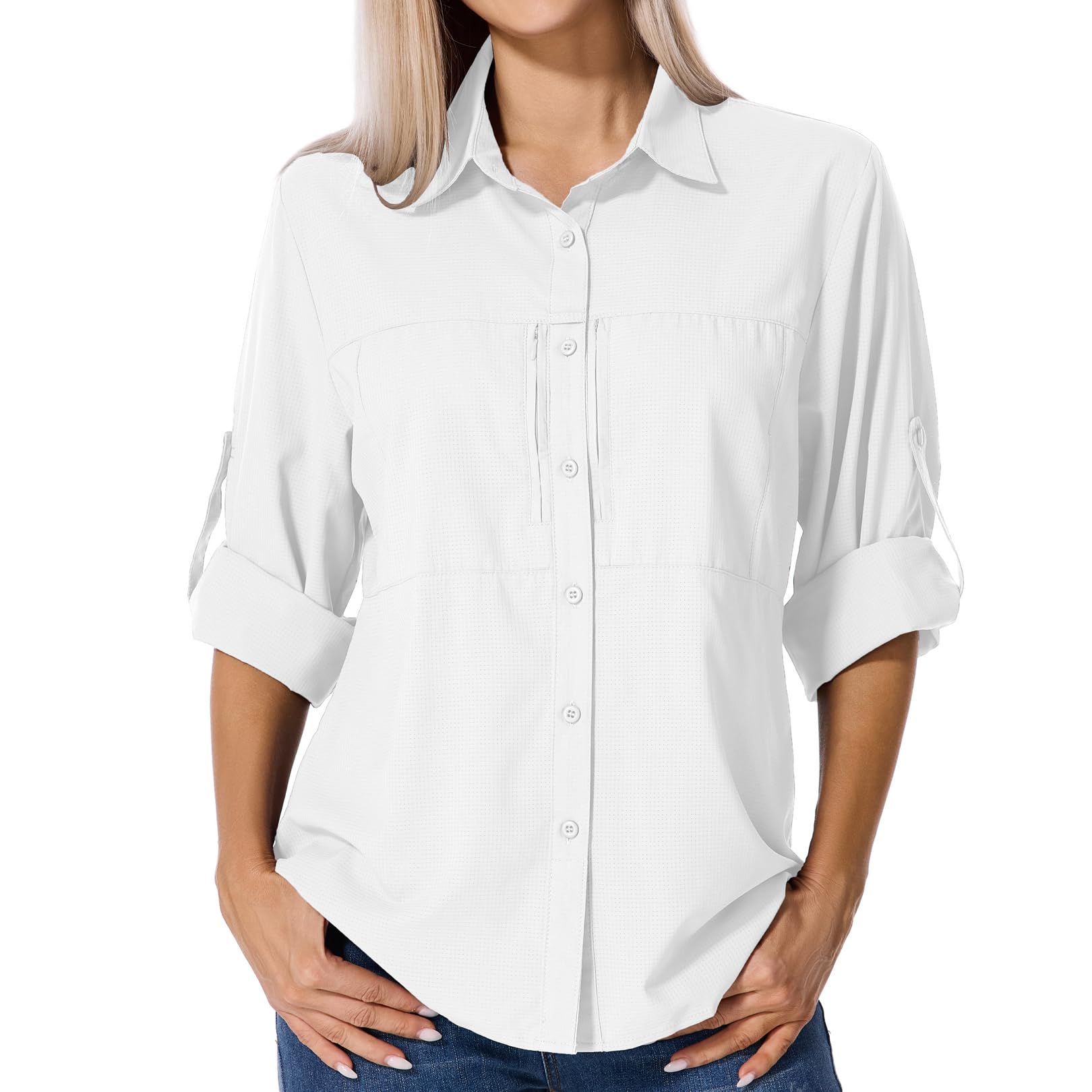 Asfixiado Shirts Damen UV Shirt UPF 50+ Safari Kleidung Wanderbluse Damen Hemdbluse Outdoor Atmungsaktiv Quick Dry Sonnenschutz Langarmshirt Bluse