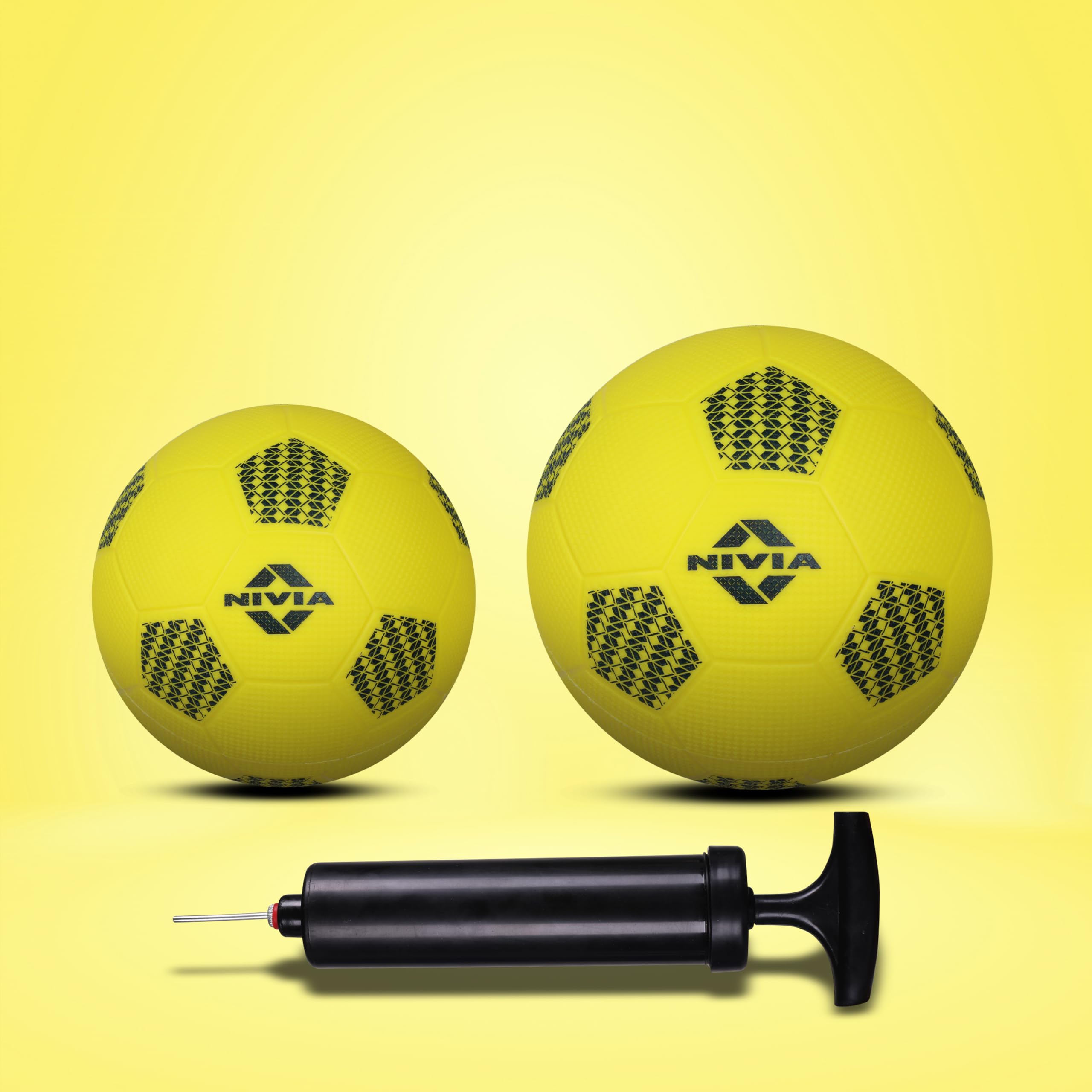 Nivia Combo Homeplay Football Size - 1 and 3 (Yellow) with Pump
