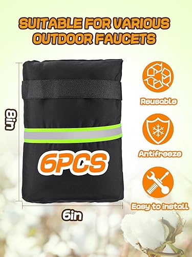 Miniatura 6 de 6 fundas para grifo de exterior para invierno, 8 x 6 pulgadas, tira reflectante, cubierta de tubo grueso, manguera, anticongelante, impermeable,