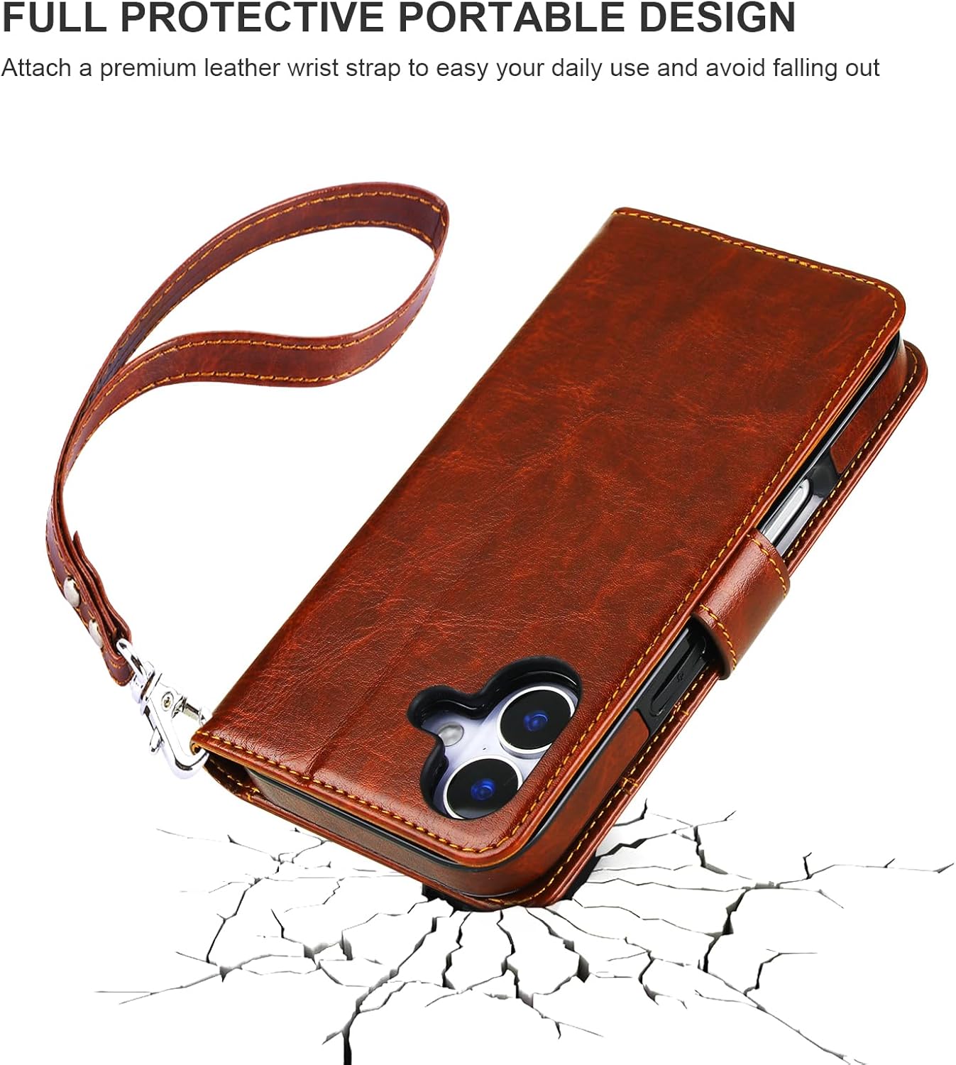 Bocasal Detachable Wallet Case for iPhone 17 RFID Blocking Card Slots Holder Premium PU Leather Magnetic Kickstand Shockproof Wrist Strap Removable Flip Protective Cover 5G 6.3 inch (Brown) - Image 7