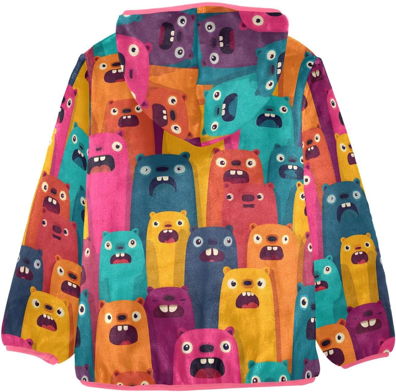 Girls Hoodie Outfit Colorful Groundhog Pattern Zipper Sweatshirt Coat Fleece Jacket for Kids 3-10T
