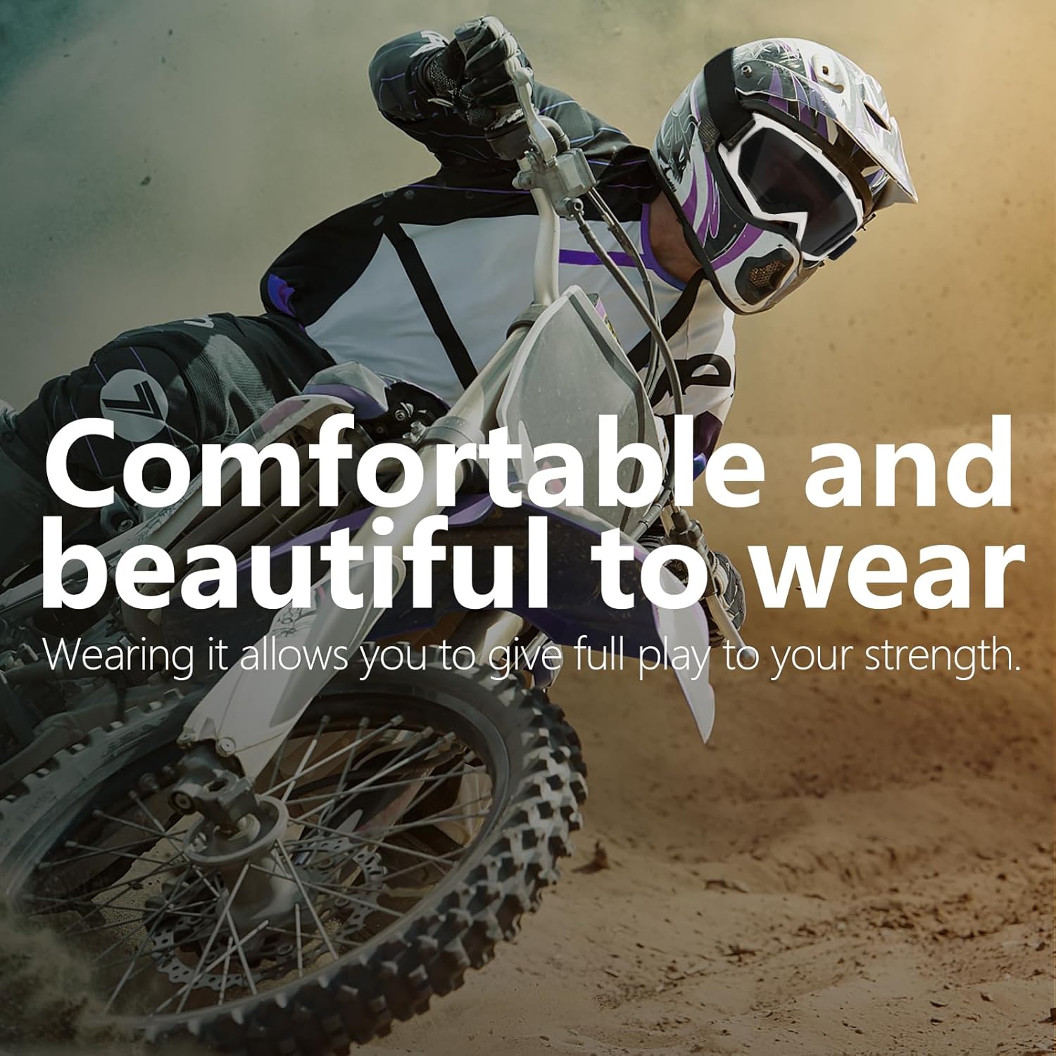 Motorcycle Goggles ATV Dirt Bike Anti Scratch Motocross UV400 Protect Bendable Eyewear Off Road Dust proof Anti Fog Riding Goggles with Adjustable Strap &Color Lens - Image 3