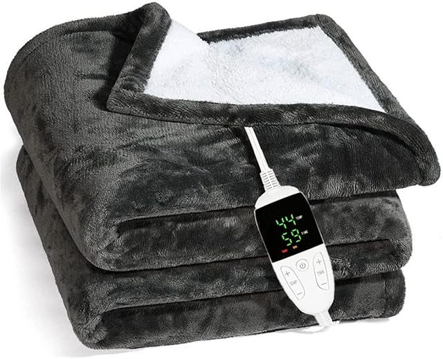 Extra Large Heated Electric Blanket, Soft Flannel Electric Overblanket Overheating Protection-Machine Washable-Timer and 6-level Different Heat Settings Bed Throws for Winter Body Warmer (130*150cm)