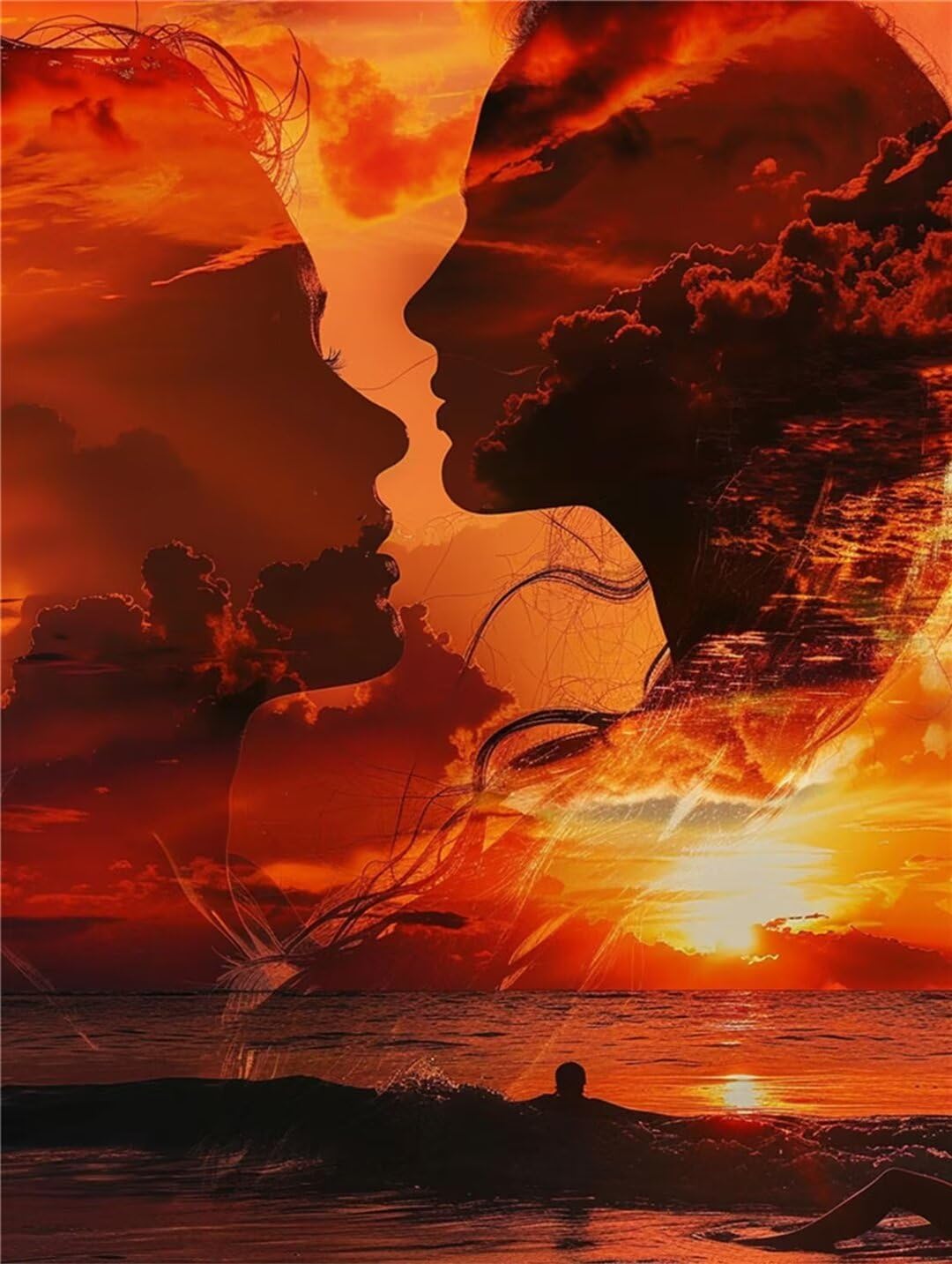 Xeoyenle coppia Dipingere con i Numeri Adulti, Kit di Pittura a Olio su Tela Fai-da-Te per Bambini, Paint by Numbers XXL 50x70cm,Tramonto Pittura con i Numeri, Pittura a Mano, Parete Decorazioni Casa