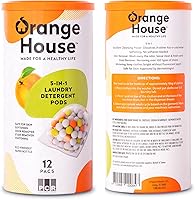 Vista 2 de Orange House Cápsulas de detergente para ropa, aceite de naranja natural, a base de plantas, libre y transparente, 12 unidades, HE y máquina estándar