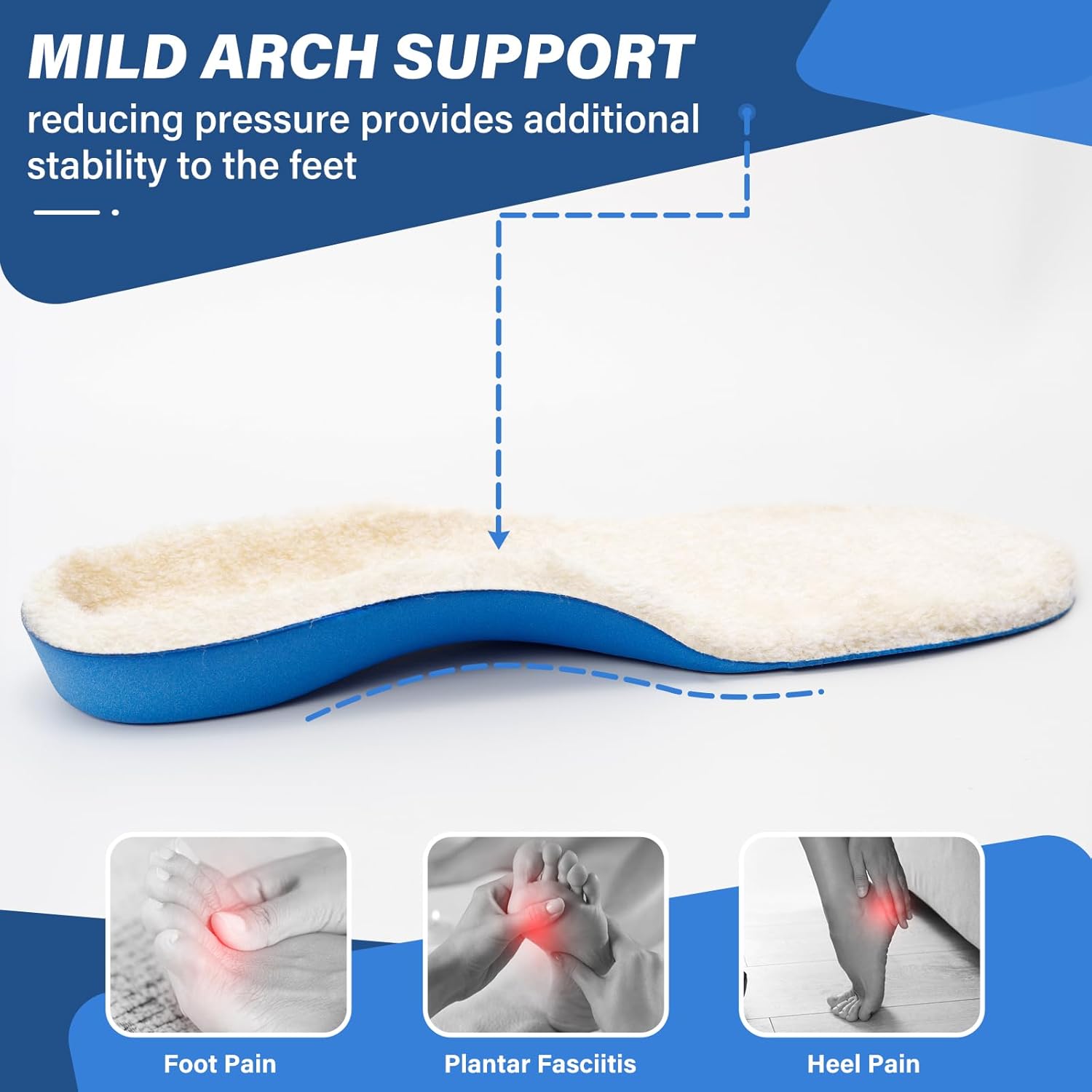 V.Step Wool Insoles with Arch Support, Comfortable Sheepskin Shoe Inserts Shearling Replacement for Women Men Boots Cozy - Image 2