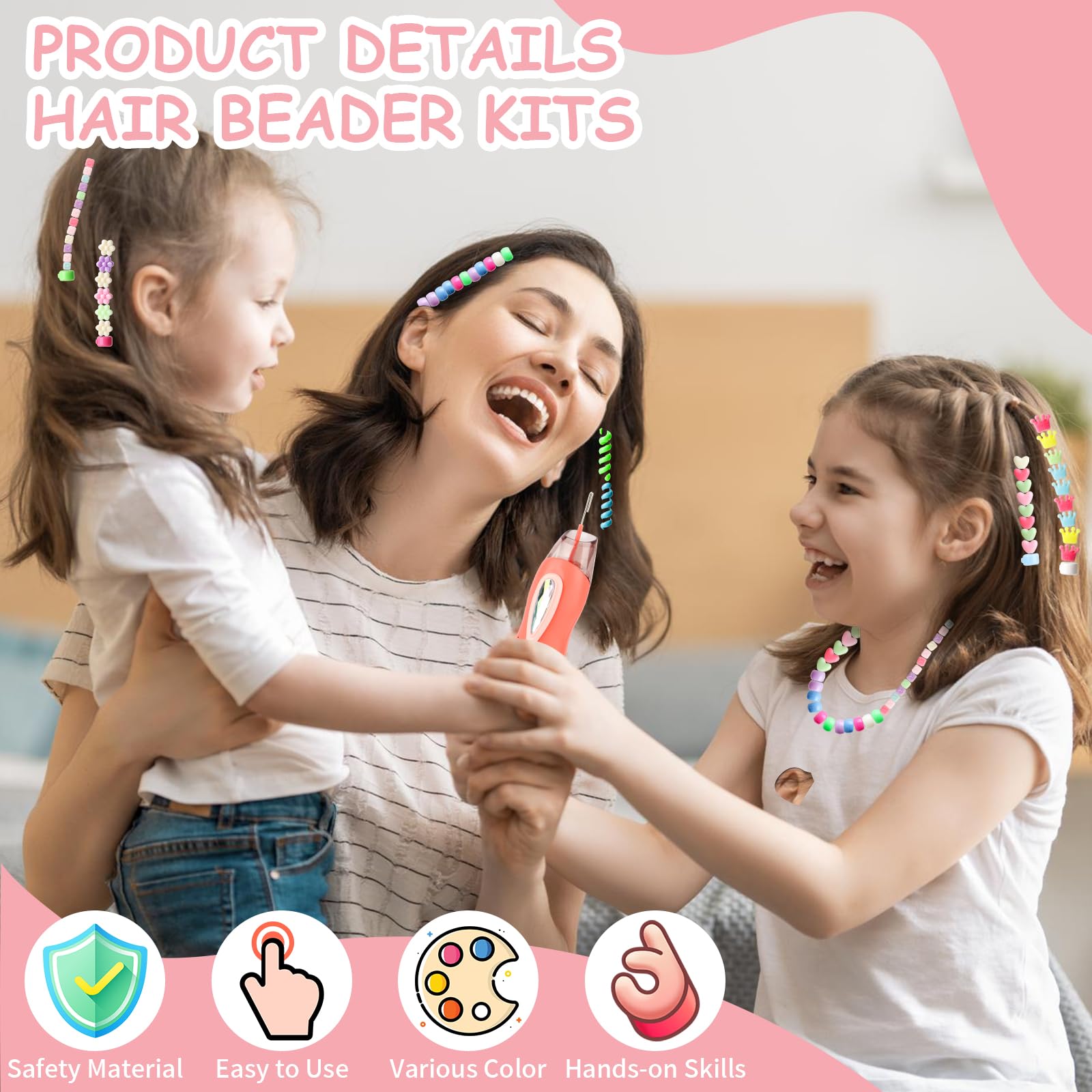 Kit Machine à Tresser Les Cheveux Pour Filles - Accessoires Coiffure DIY Avec Perles, Cadeau Créatif 5+ Ans