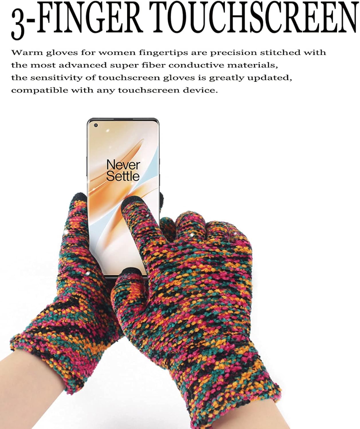 Tomily Unisex Winter Touch Screen Gloves Chenille Knit Texting Thick Gloves for Mens Womens