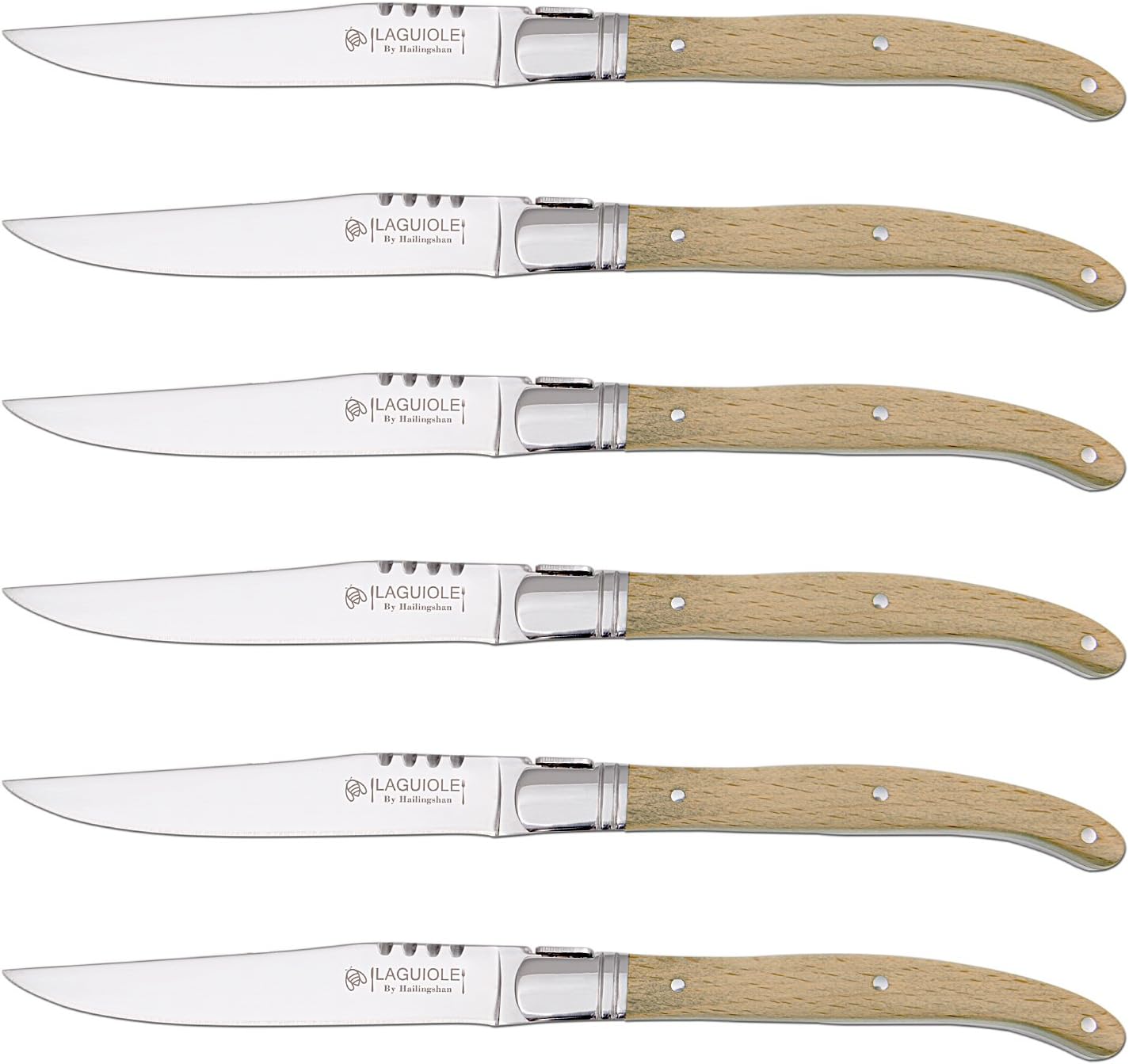 Steak Knives Set of 6, Laguiole by Hailingshan Stainless