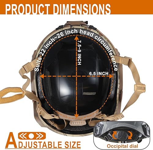 Miniatura 7 de Lancer Tactical Casco marítimo de plástico ABS industrial mediano y grande, corona ajustable, adaptador de riel lateral de 0.787 in, calcomanías