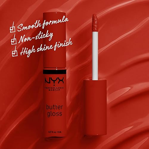 Miniatura 90 de NYX PROFESSIONAL MAKEUP Butter Gloss - Brillo de labios no pegajoso, tono marrón achocolatado (Ginger Snap)