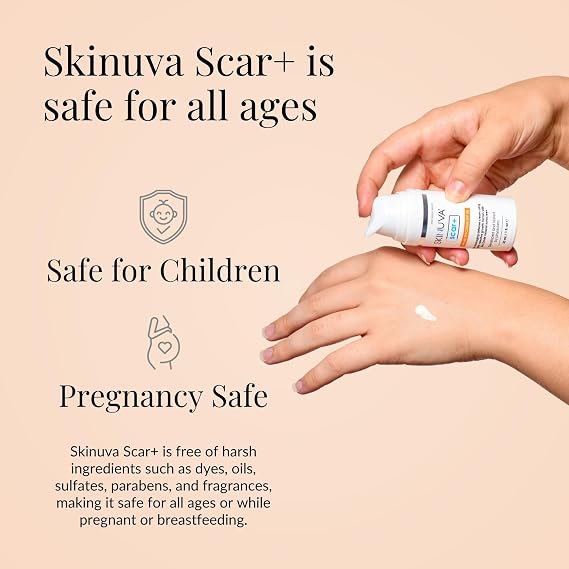 Skinuva Scar+ Cream SPF 30 for Face & Body (0.5 oz) | Helps Fade the Appearance of Old & New Scars, Treatment for Surgery, Burns & Other Skin Trauma