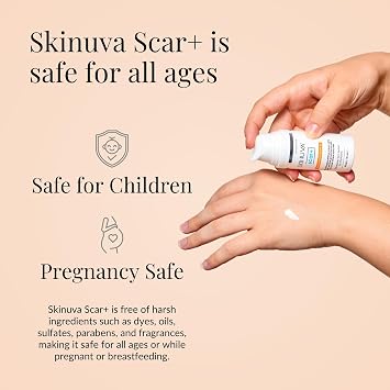 Skinuva Scar+ Cream SPF 30 for Face & Body (0.5 oz) | Helps Fade the Appearance of Old & New Scars, Treatment for Surgery, Burns & Other Skin Trauma