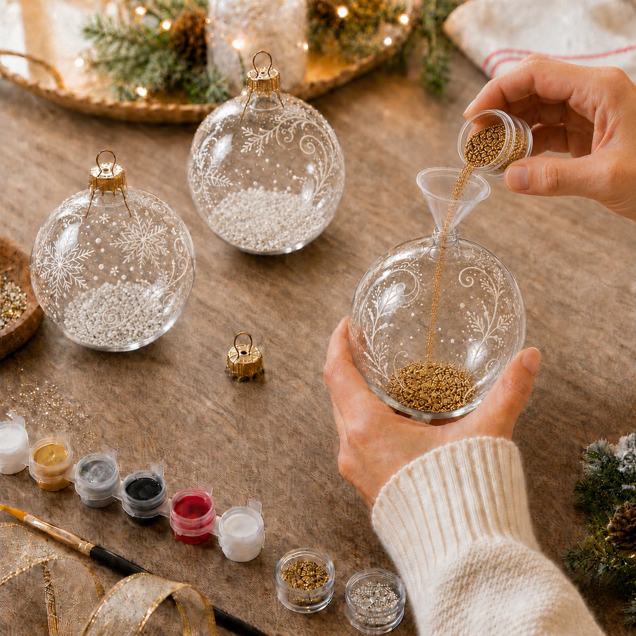 Lot de 6 boules de Noël en verre transparent 8,2 cm