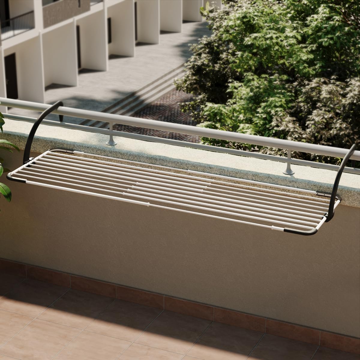 Vileda Brezza Extend Wäscheständer, ausziehbar, aus Stahl und Harz, für den Balkon, 20 m, 188 x 55 x 30 cm