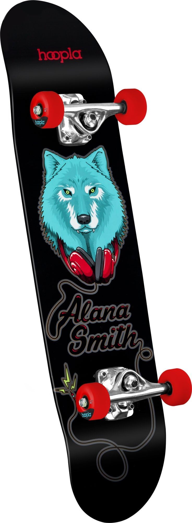 hoopla skateboards Alana Smith Wolf Shape 191 Complete Skateboard, 7.5" x 28.65", Black