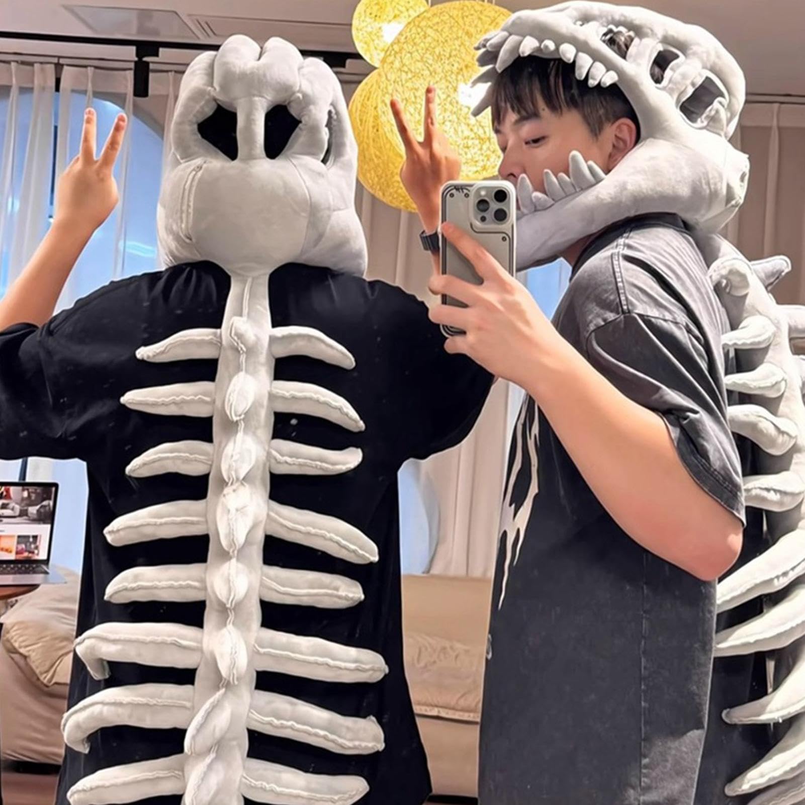 Kostium Szkielet Dinozaura Miękka Zabawka Pluszowa | Strój Na Halloween Dla Szkieletów Dla Dzieci I Dorosłych Na Występ Sceniczny Imprezę Tematyczną Bal Maskowy